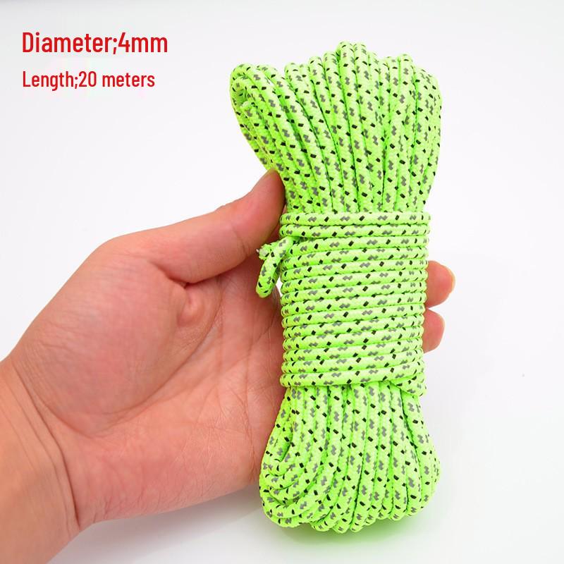 20m Reflective Windproof Rope 4mm for Tarp, Tent, and Camping