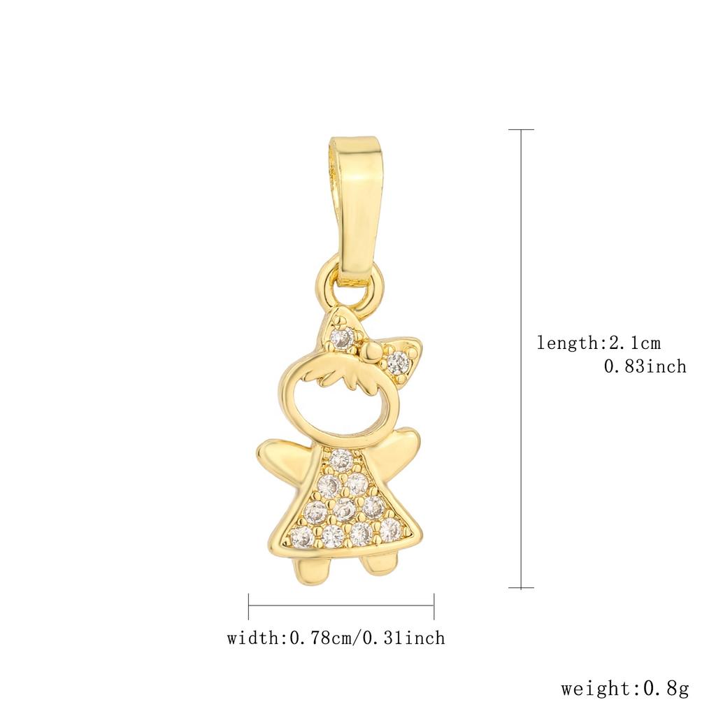 14K Gold Plated Gift Brass Jewelry Hypoallergenic Cute Boy Girl Charms Pendant DIY Fashion Gift Zircon Accessories