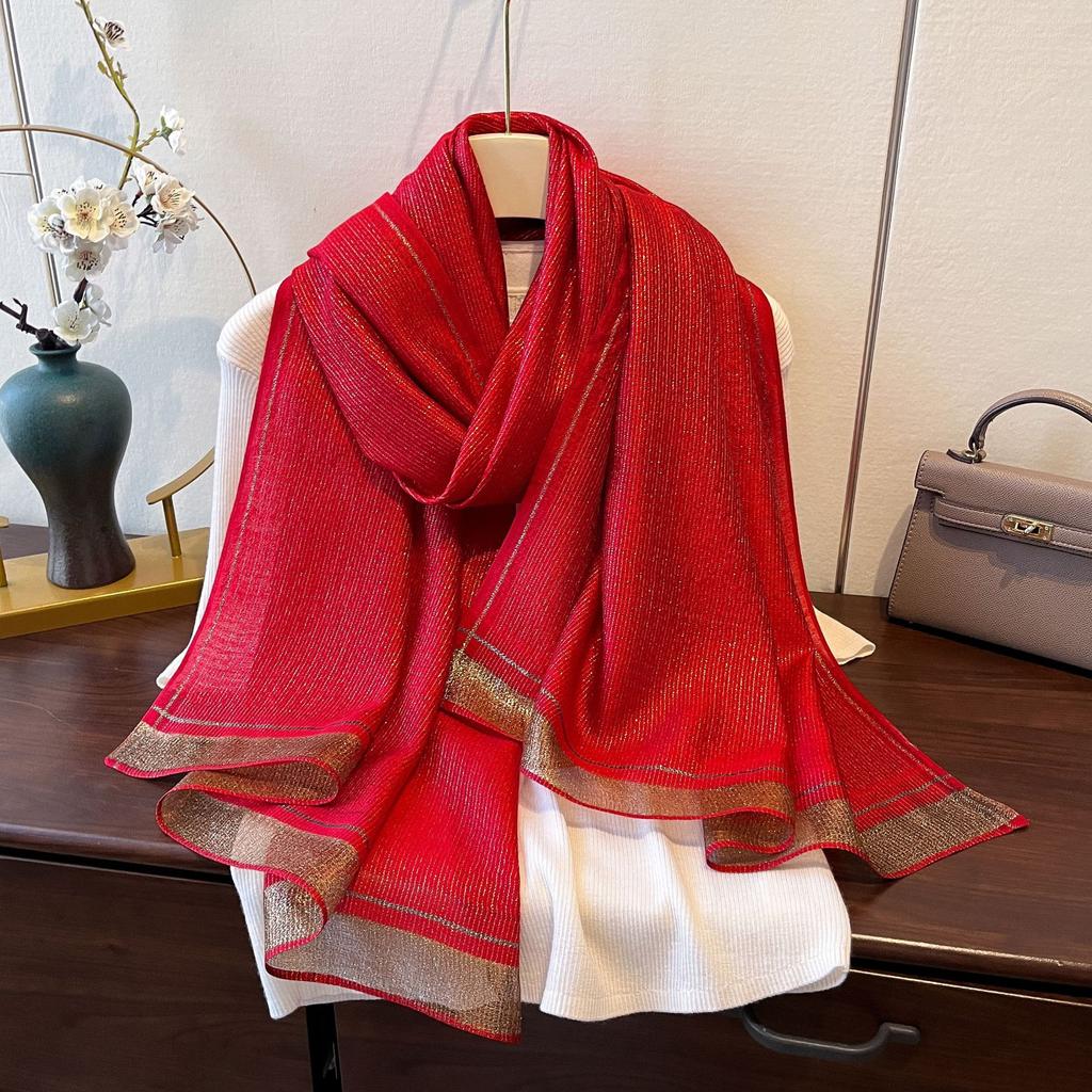 Vår og Sommer Nytt Temperament Mote Skjerf Tynt Klimasjal Langt Varmt Emulasjon Silkeskjerf for Kvinner