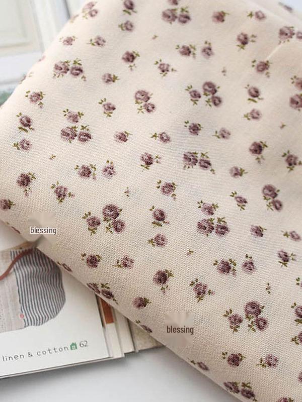 Artistic Handmade Cotton-Linen Plaid Shirt and Half-Skirt Floral Fabric for DIY Tablecloths, Cushions, and Bedding