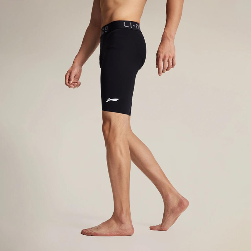 Li Ning CBA Series Letter Mid Waist Comfortable Breathable Versatile Straight Leg Sports Shorts Men shorts Black AUSU057-2