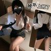 Sex Underwear Cosplay Secretary Uniform Thin White Shirt Skinny Hips Short Skirt Skinny