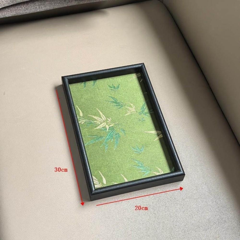 New Chinese Style Bamboo Leaf Serving Tray Rectangle Embroidery Pattern Storage Tray Home Organization Tray Home Use