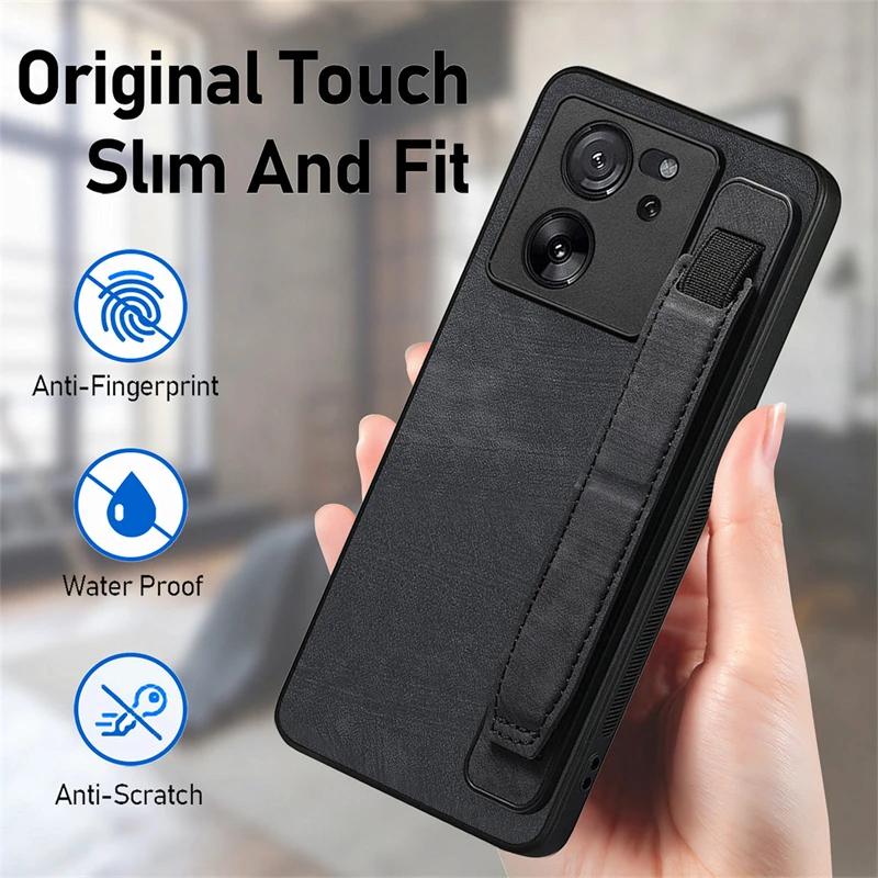 Leather Case For Xiaomi 15T 14T 13T 12X 11T 13 12 Mi 11 Lite 5G NE 10T Pro 11i Wrist Strap Holder Silicone Case Back Cover Funda