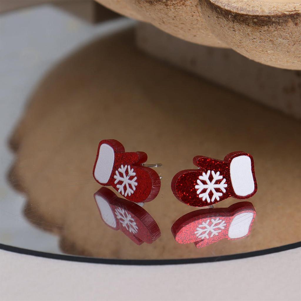 Cross-Border Acrylic Mickey Holiday Earrings: Christmas Hat Design, Simple & Versatile.