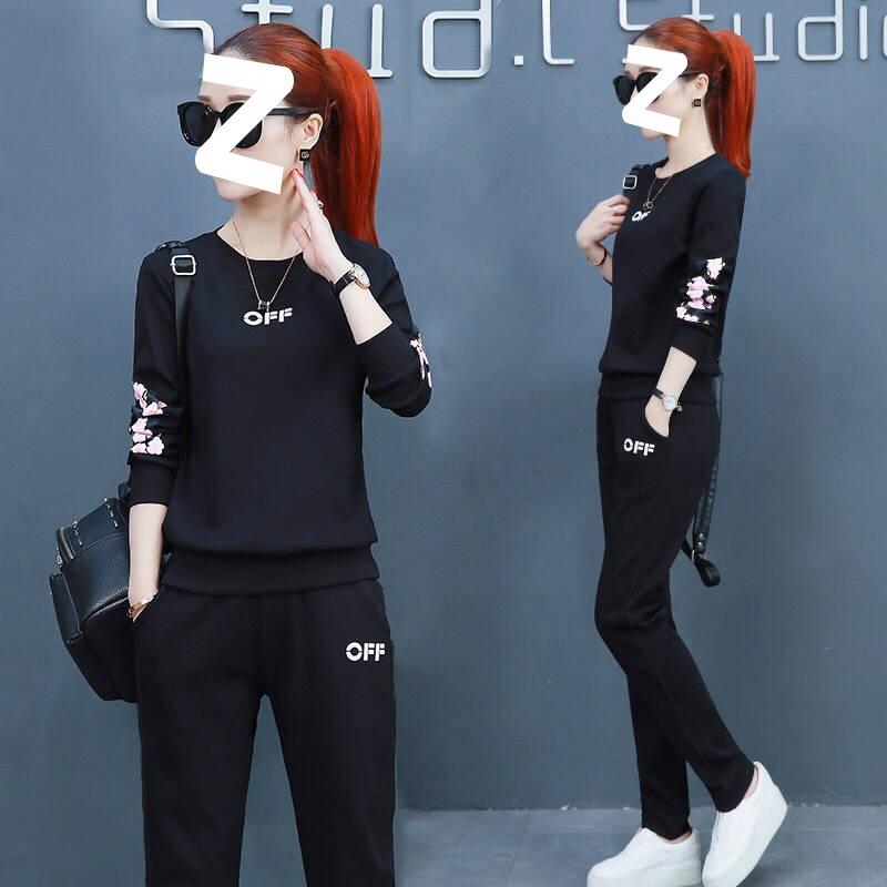 Sports Suit Women's Plus Size Spring and Autumn Sportswear Fashionable Casual Loose Slimming Sweatshirt Two-piece Set