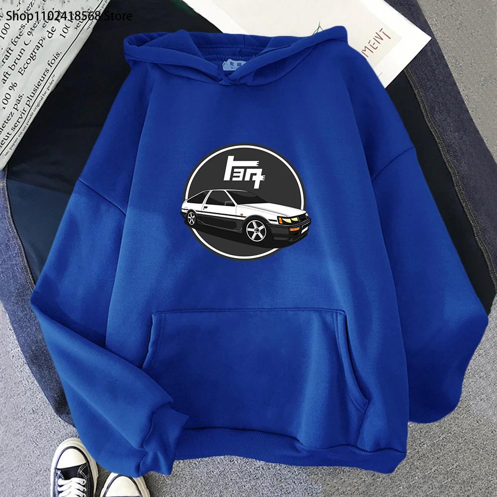 Japanese Anime Initial D Hoodies Men Kawaii Winter Tops Cartoon Car Graphic Sweatshirts Funny Harajuku Manga Unisex Clothes