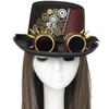 New Trendy Punk Vintage Steampunk Top Hat With Goggles Gothic Leather Headwear Holiday Cosplay Party Hat Halloween Accessories
