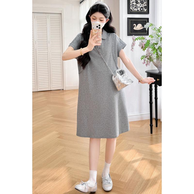 Korean Style Sweet Maternity Dress with Lapel - Summer 2026 Collection