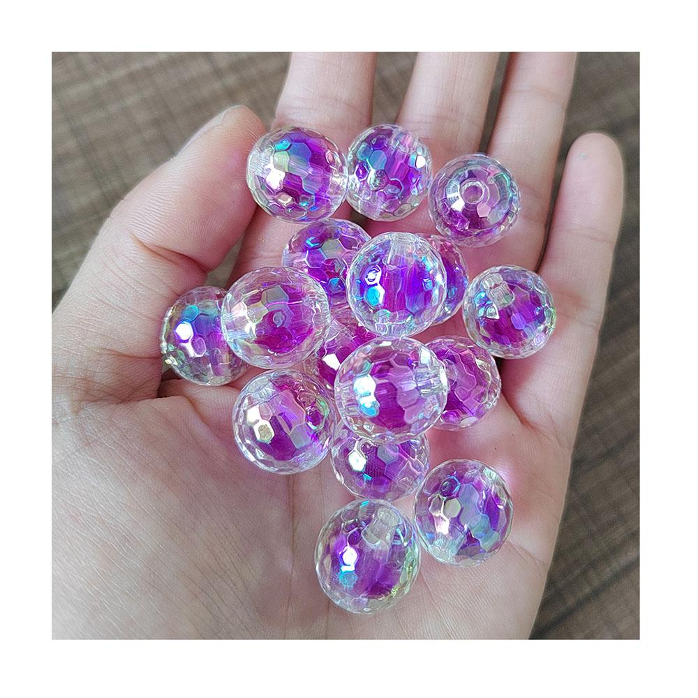 Transparent Color Football Beads AB Round Acrylic Beads Straight Hole Loose Beads DIY Bracelet Jewelry Making
