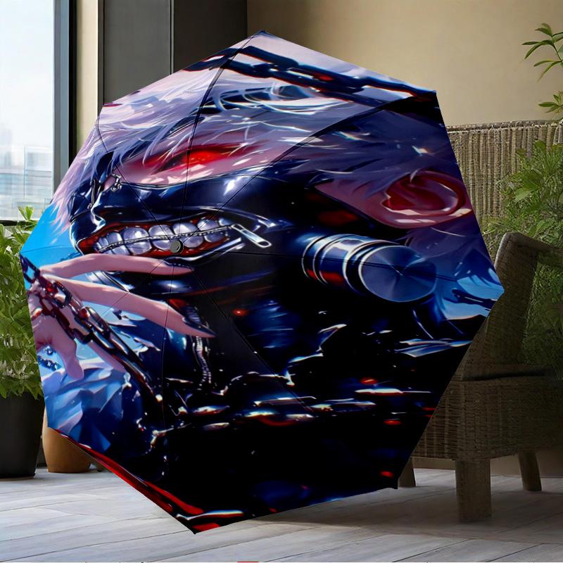 Tokyo Anime Artwork Umbrella Folding Umbrella, Automatic Umbrella 8-Frame for Travel, Camping Use Gift for Halloween Christmas