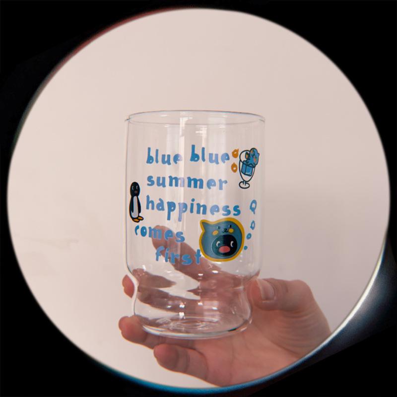 Retro Blaues Queer-Glas, Cartoon Einfache Borosilikat-Wasserbecher, Hochtemperatur-Kaffeetasse, Milch-Frühstückstasse