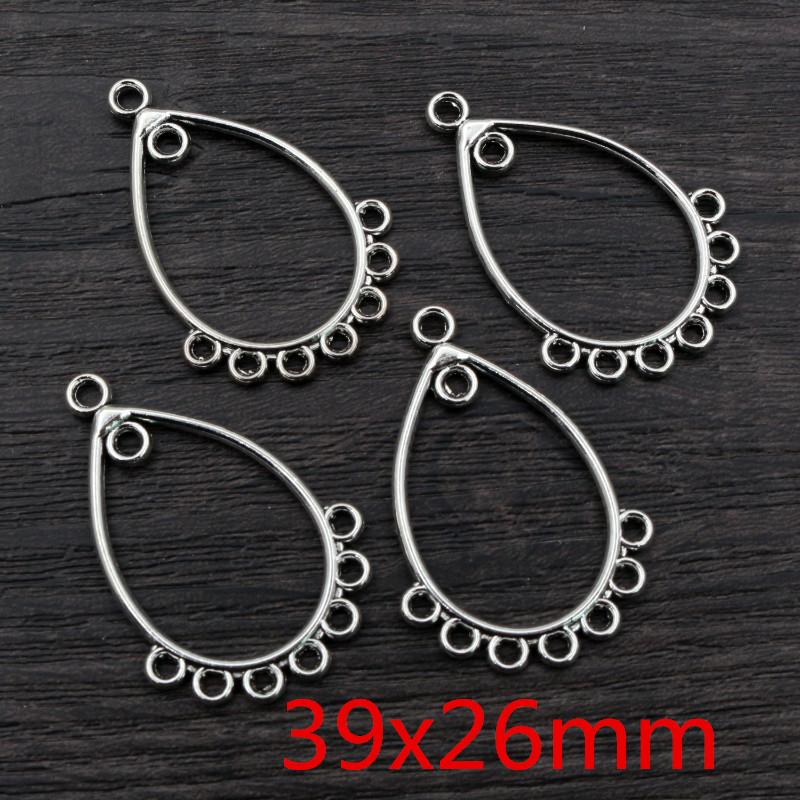 20pcs Antique Silver Plated Vintage Flower Drop Heart Retro Connector Charm Pendant DIY Necklace Jewelry Findings Accessories