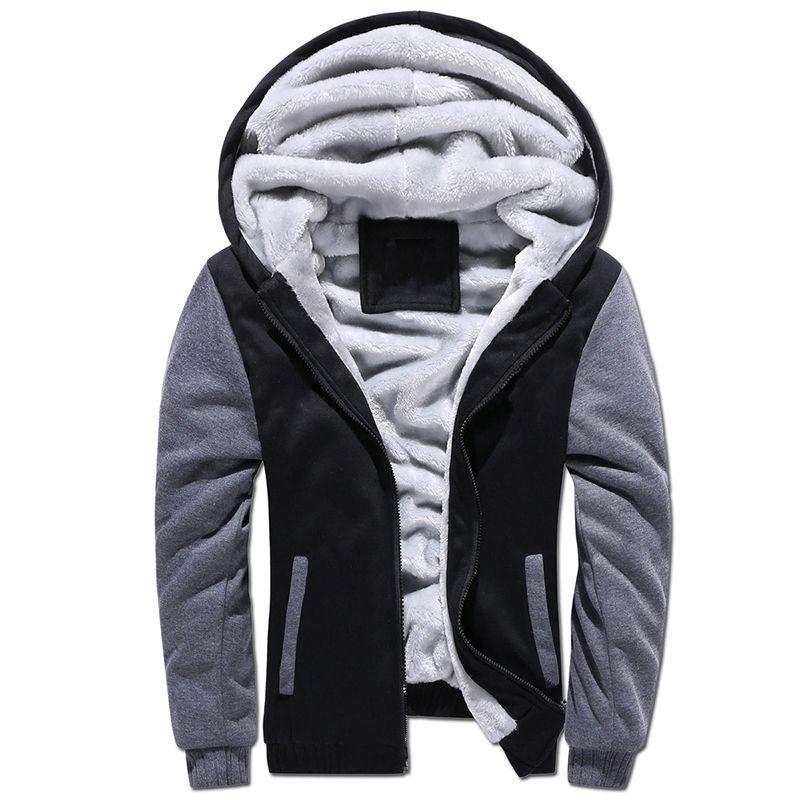 Thick Warm Mens Fleece Fur Lined Hoodie Zip Up Winter Coat Jacket Top Sweatshirt
