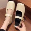Elegant Retro Square Head Mary Jane Single Shoes Women's Shallow Mouth Versatile with Skirt Small Leather Shoes Low Heel Single Shoes