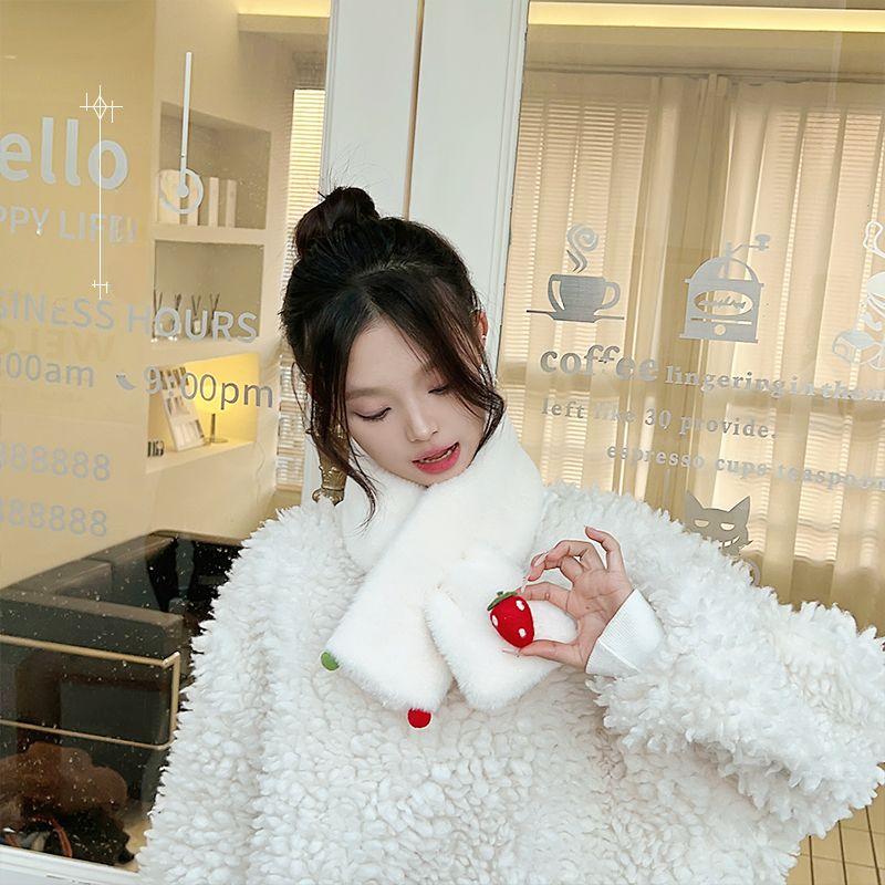 Cute Cartoon Plush Warm Scarf for Women Winter Neck Warmer Girls