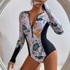 2025 Surfing Sport Swimsuit Long Sleeves Women One Piece Swimsuit  Swimwear Solid Monokini Bathing Suit Tropical Bodysuit Female