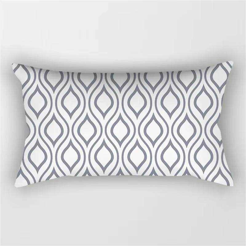 Patchwork Grey Geometric Pattern Print Decoration Bedroom Living Room Office Waist Support Home Rectangular Pillowcase