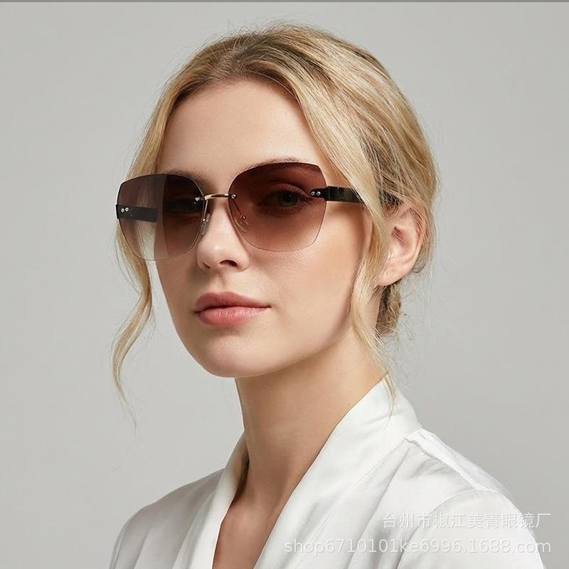 Frameless Trimmed Sunglasses Women's Driving Sunshade Sunglasses UV Protection Advanced Sense Sunglasses