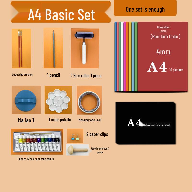 4mm Thick Blow Molding Paper Set for DIY Printmaking: Colored 4K Printing & Engraving Board