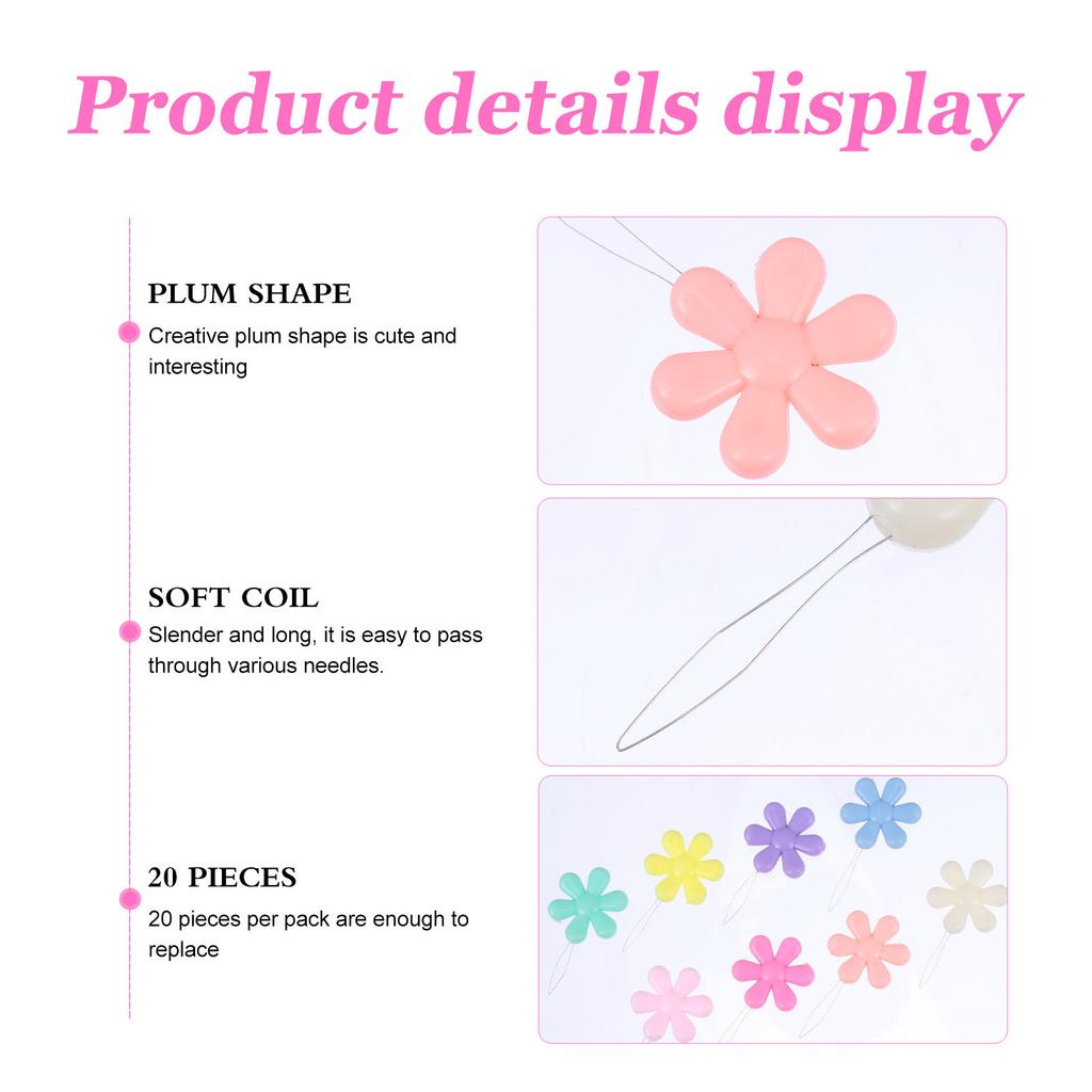 20Pcs Needle Threader Wire Loop Plastic Hand Machine Sewing Tool Lightweight Portable DIY Crafting Needle Threader Tool