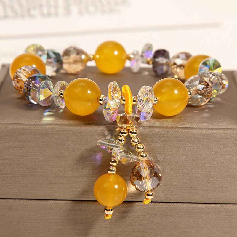 8mm Natural Crystal Bracelet Fashion Women's Light Luxury Jade Pendant Student Friend Strand Bracelets Birthday Party Jewelry