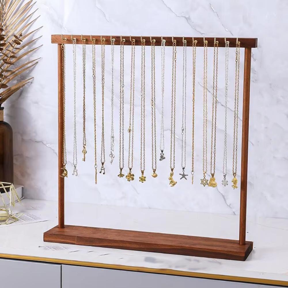 Storage Rack Jewelry Display Stand Wooden Necklace Hanging Rack  Bracelets Storage