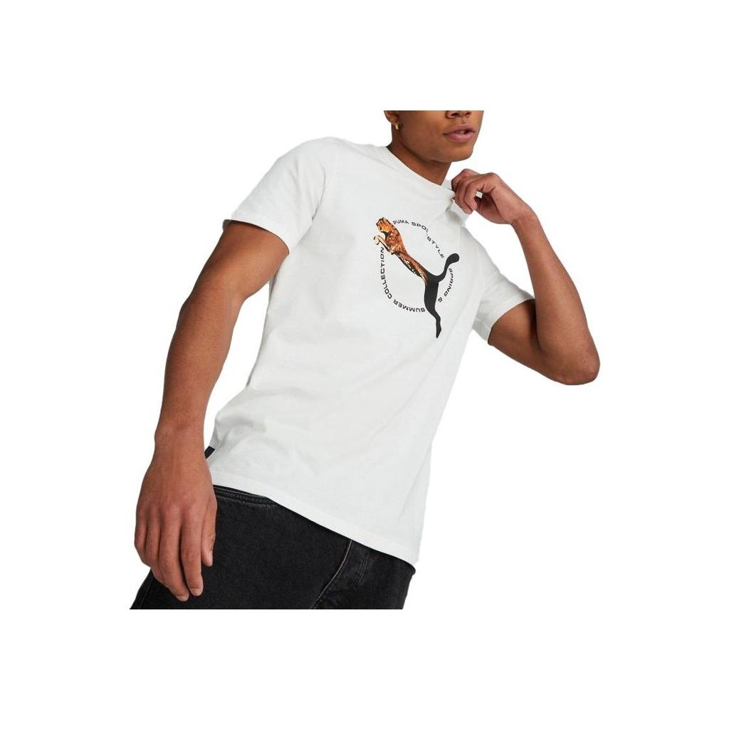 Puma Logo Graphic Trendy Comfortable Casual Sports Fashion Simple Breathable Crew Neck T-Shirt Men T-Shirts White 622537-02