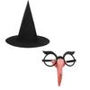Women Witch Costume Witch Hat Eyeglasses with Nose Adult Halloween Witch Costume for Women Halloween Masquerade Cosplay
