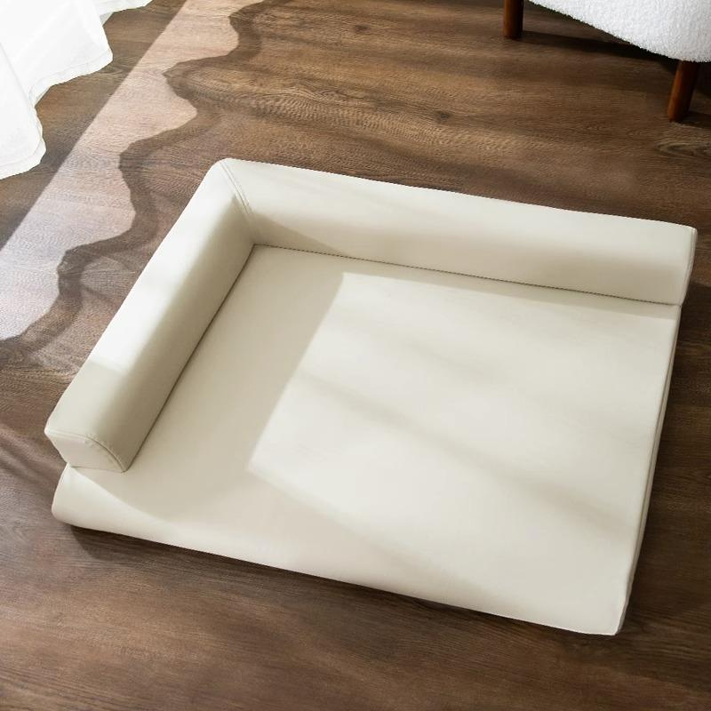 

Будка Простая Однотонная Кожаное L-образное Гнездо Собака Спит Отдыхает Коврик Съемный и Моющийся Тедди Маленькая Планета Домашний Питомец Диван Аксессуары L-65x50cm белый