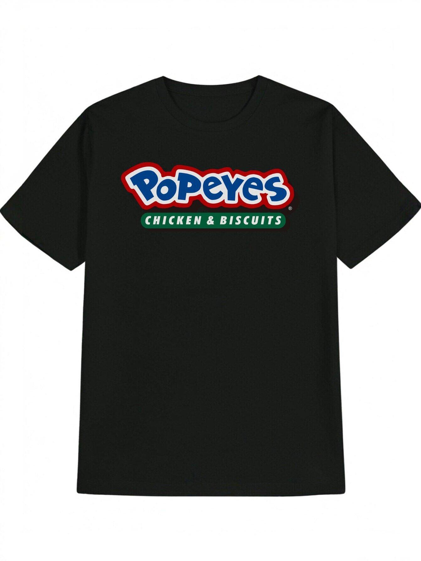 Popeye s Chicken & Biscuits Graphic Print Casual Crew Neck T-shirt - Black L