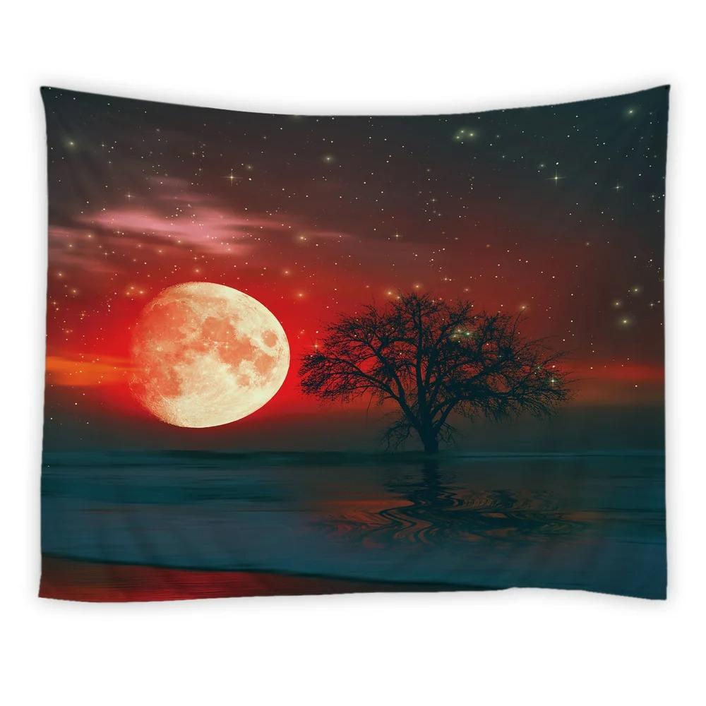 Ночное небо луна декоративный гобелен украшение для офиса гостиной домашний настенный — фото 3