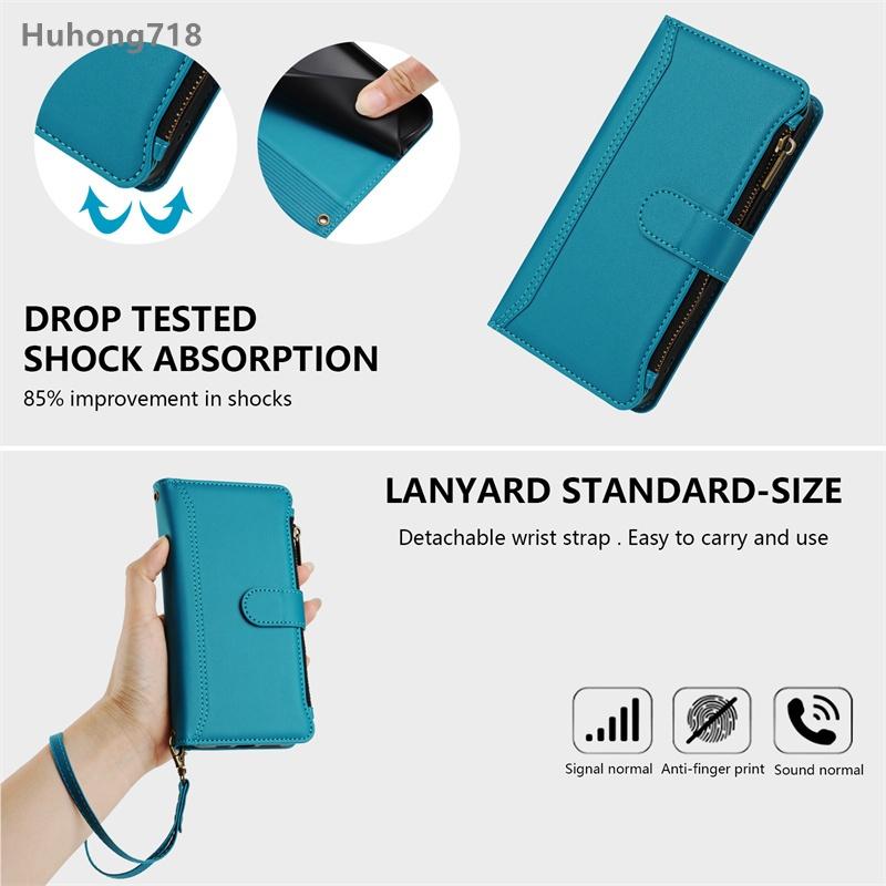 Zipper Leather Case For Redmi 6 7 8 9 Power 10 Prime Plus 2022 11 12 13 6A 8A 9T 9A 9i 9C Nfc 9AT 10A 10C 10X 11A 12C 13X 4G 5G Wallet Cover Casing