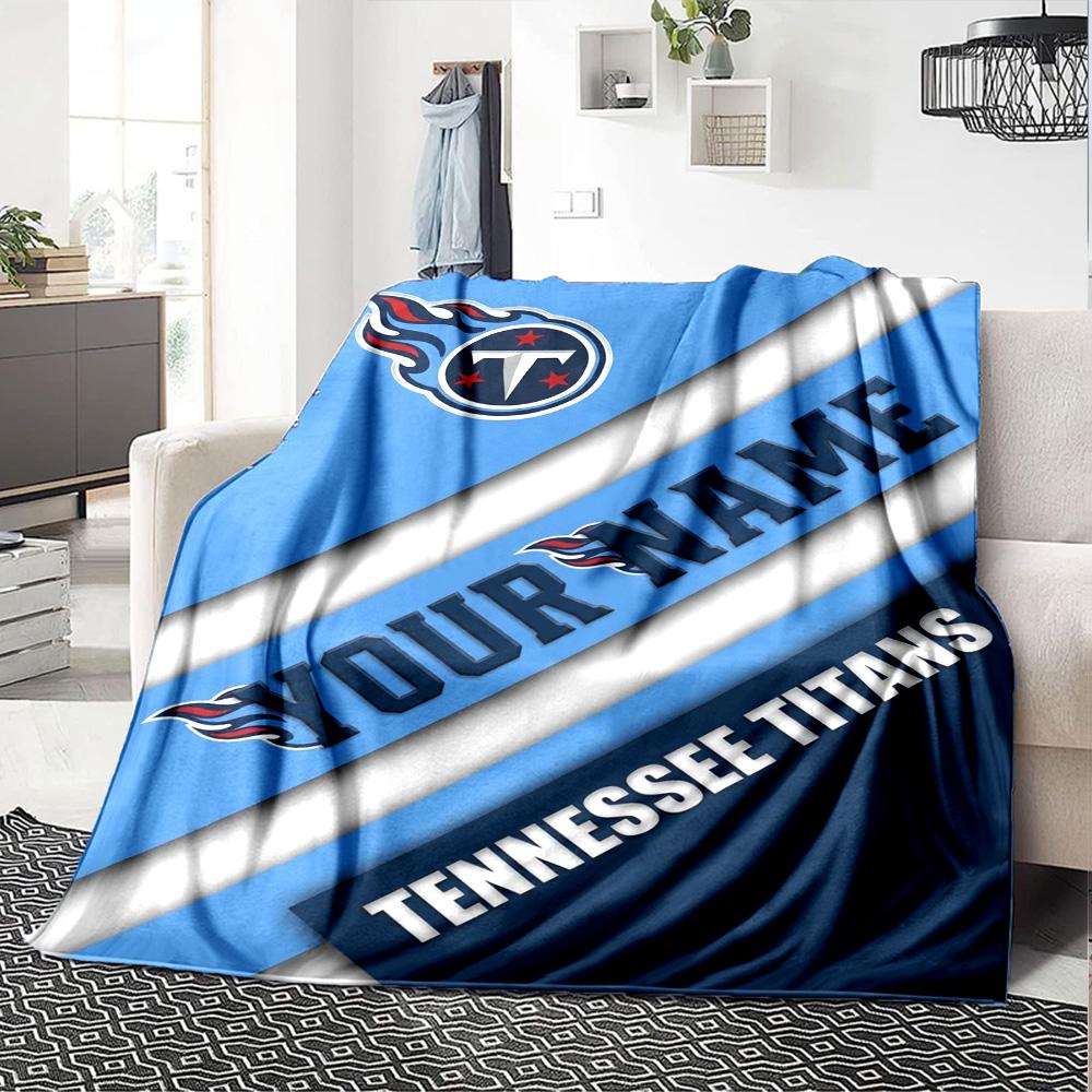 Name Custom Tennessee Titans Logo Print Flannel Blanket High Quality Warm Comfortable Cover for All Seasons Perfect for Gifts Home Decor