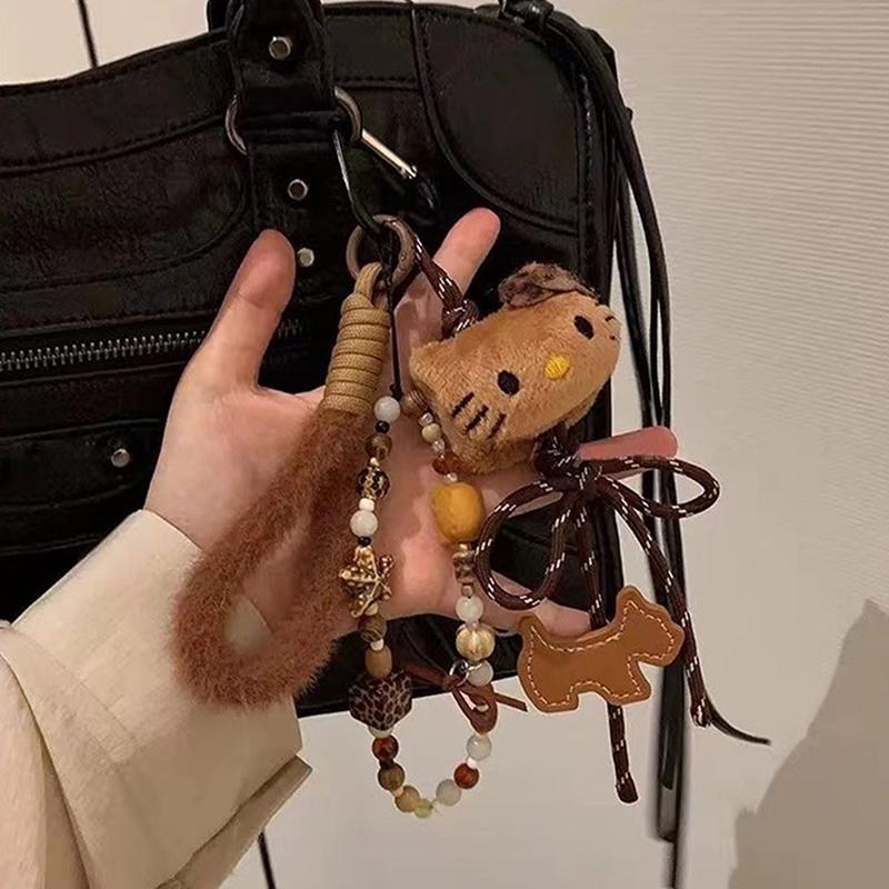 Colgante para Bolso Sanrio Hello Kitty Llavero de Dibujos Animados Maillard Figura de Anime Linda Muñeca con Cuerda Trenzada Regalo de Cumpleaños para Niña
