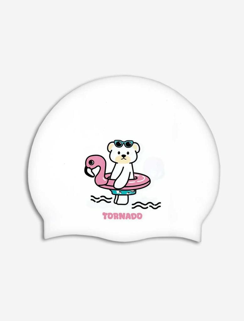 Toneidoseupocheu Flamingo Tube Silicone Swim Cap White Pink
