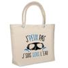 Beach Bag - PLANETEE - Underwater Diving I Can't - Beige Cotton - Printed In France - Large Capacity