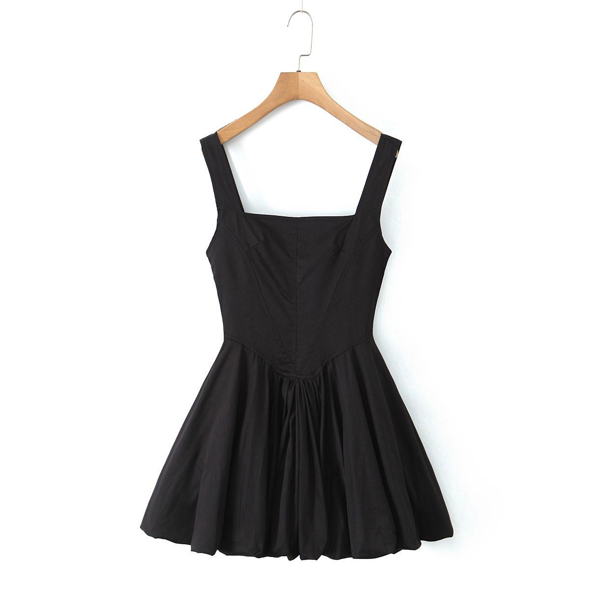 

Осеннее европейское и американское стиль, короткое платье без рукавов, приталенное Small чёрный