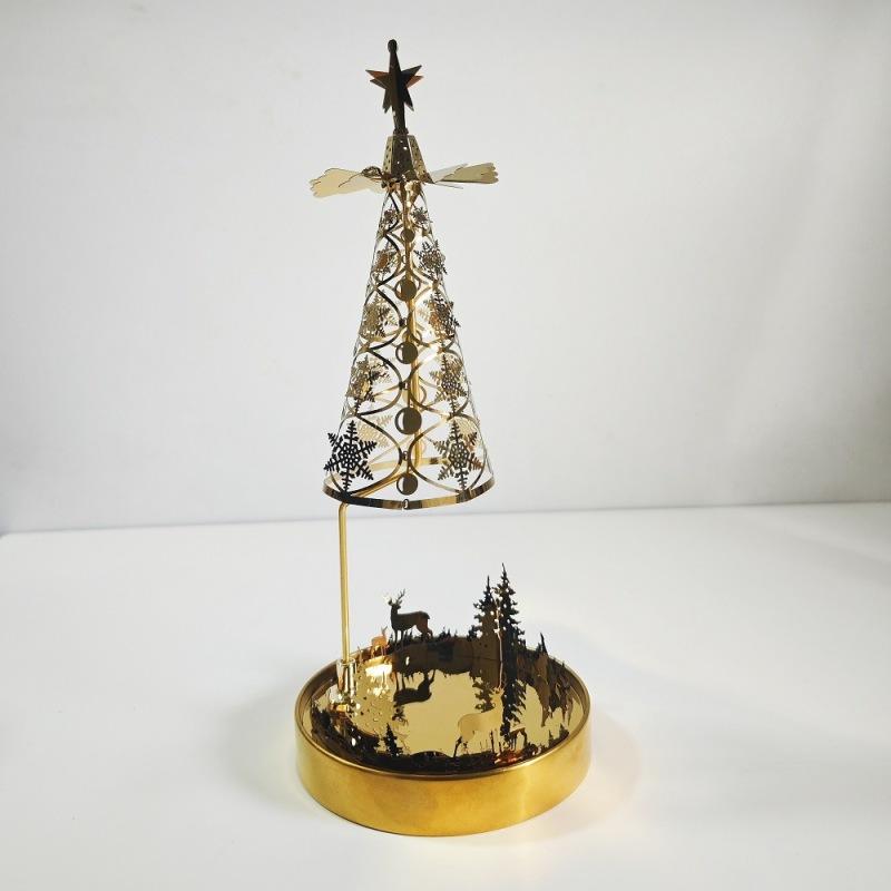 Source Manufacturer Amazon INS Creative Christmas Gift Aromatherapy Cone Light and Shadow Romantic Rotating Candlestick Revolving Lantern