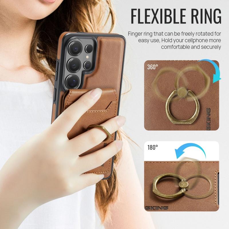 Ring Magnetic Leather Flip Wallet Card Holder Phone Case For Samsung Galaxy S26 S25 Edge S24 FE S23 Ultra ShockProof Purse Cover