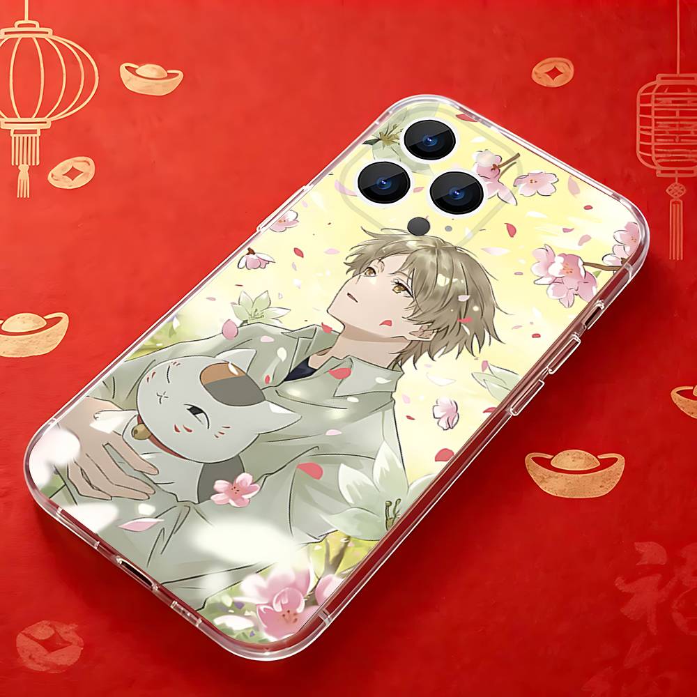 Sensei N-Natsume Yujinchou Nyanko Case For iPhone 17,16,15,14,13,12,11 Pro,Max,Plus,X,XS,XR,SE4,E Mini Transparent Soft Cover