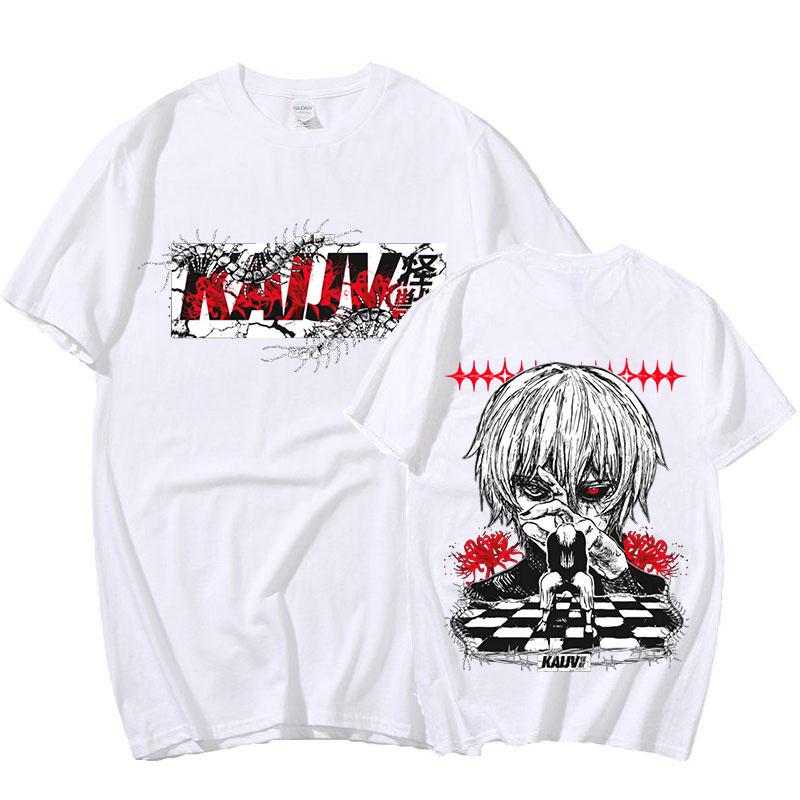 Japanese Hot Anime Kaneki Ken Tokyo Ghoul T Shirt Men Kawaii Fashion Manga Graphic T-shirts Oversize Harajuku Streetwear Unisex Tops