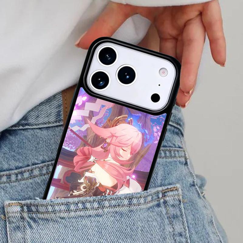 Genshin Impact Yae Miko Phone Case for iPhone 16e 15 14 13 12 17 Pro Max Plus Air 17pro Cover Coque