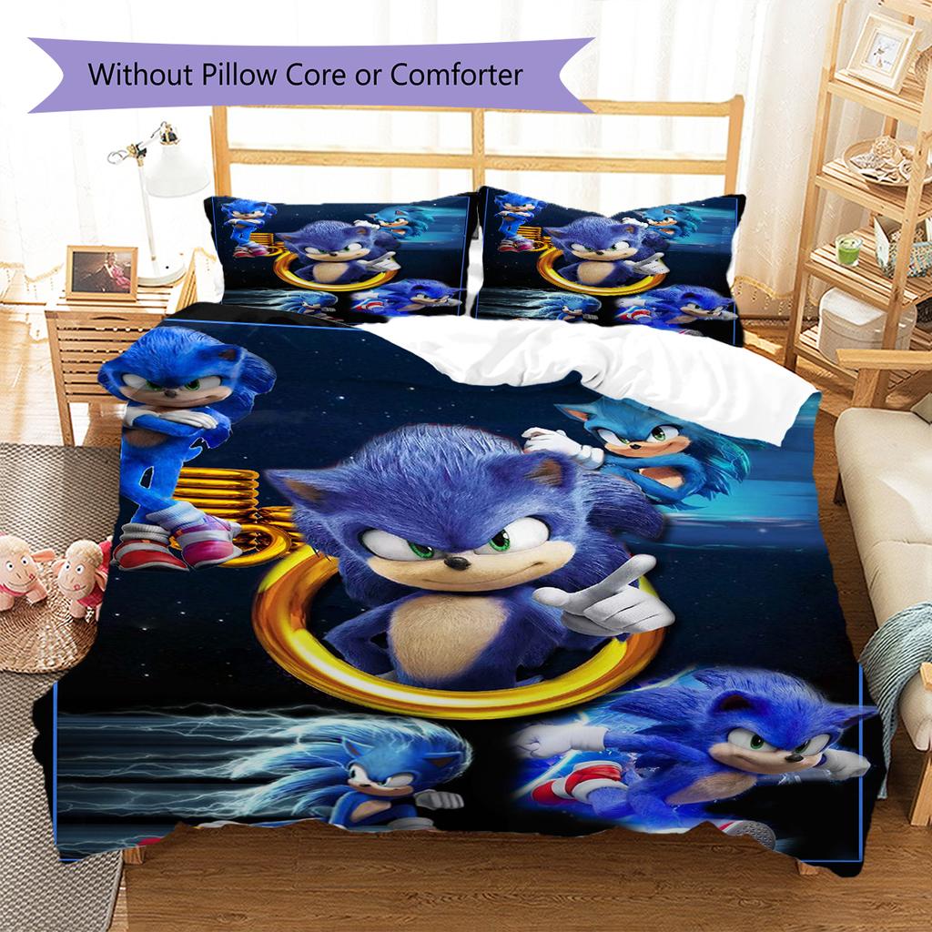Flashy Hedgehog Pattern Bedding Quilt Set Quilt Cover Pillowcase Home Decoration Gift (1 * duvet cover + 2 * pillowcase, without core)