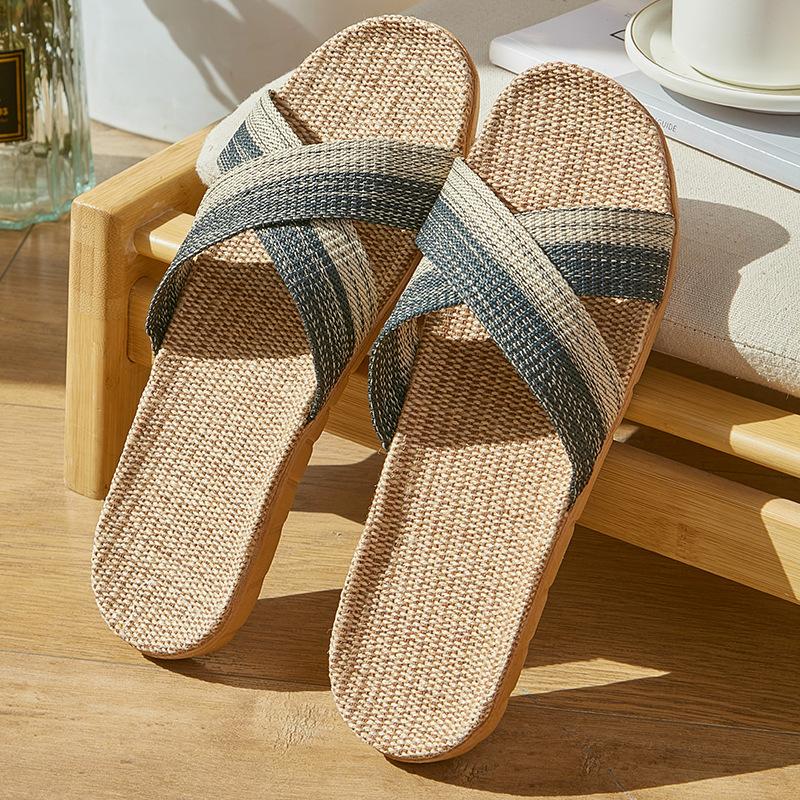Linen slippers deodorant and non-slip indoor cotton and linen cool slippers women's summer breathable home leisure sandals free shipping