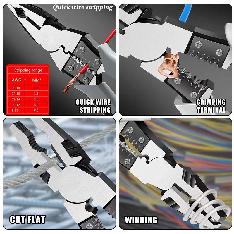 Black Gray Universal Flat Pliers Hardware Wire Cutters Professional Electrician Non-slip Practical Maintenance Tools