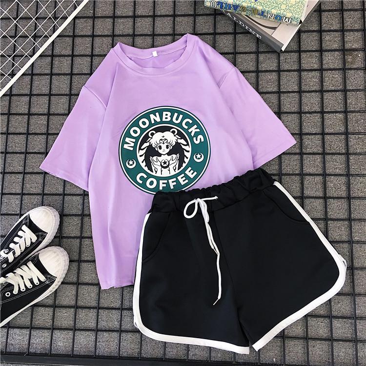 

Женский летний костюм-двойка в корейском стиле 2025: Футболка с коротким рукавом и шорты для бега XXXL