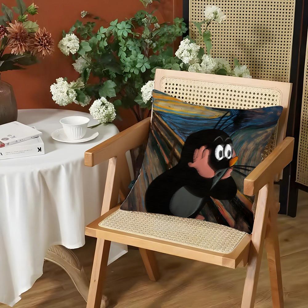 Cartoon The LLittle Mole Cushion Cover Silky Short Plush Invisible Zipper Dustproof Sofa Pillow Case for Home Decor