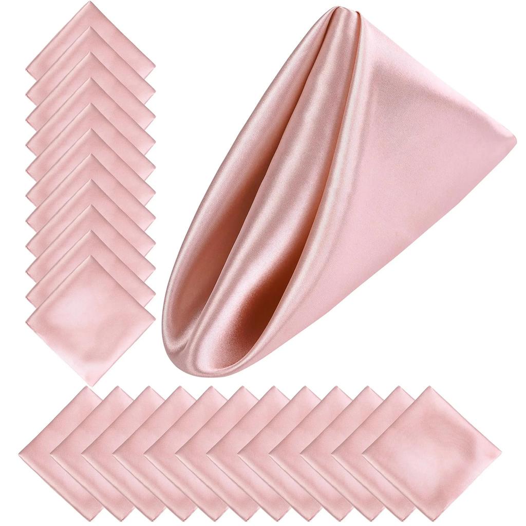 24pcs 30*30cm Kerchief Dinner Party Hotel Satin Table Napkins Romantic Wedding Decoration Washable Restaurant Supplies Cloth