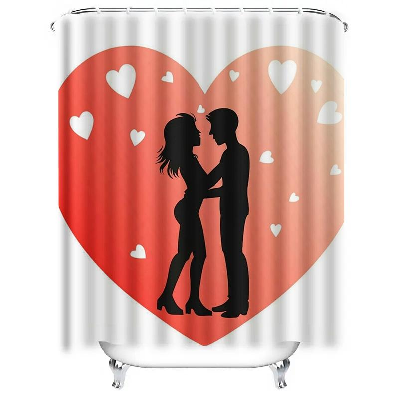 Romantic Couple In Heart Waterproof Shower Curtain